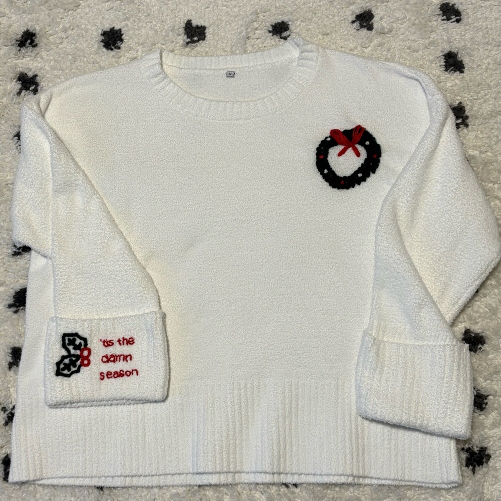 Hand Embroidered ‘Tis the Damn Season Sweater